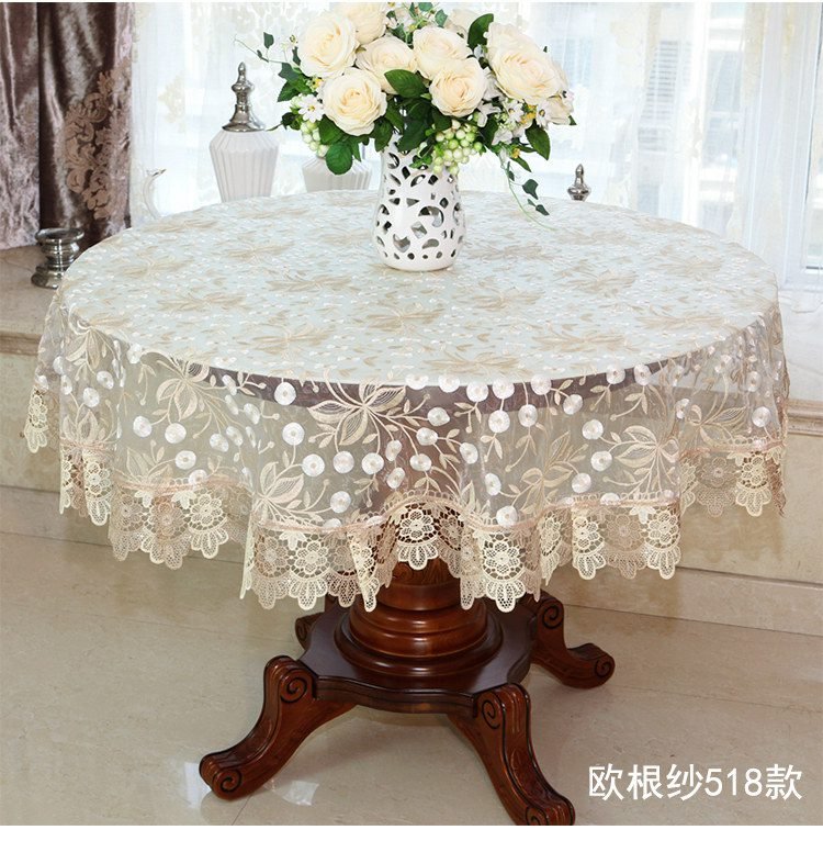 New Lace Tablecloth Pastoral round tablecloth Dining table cloths Home Embroidery table cover rose gold decoration house towel