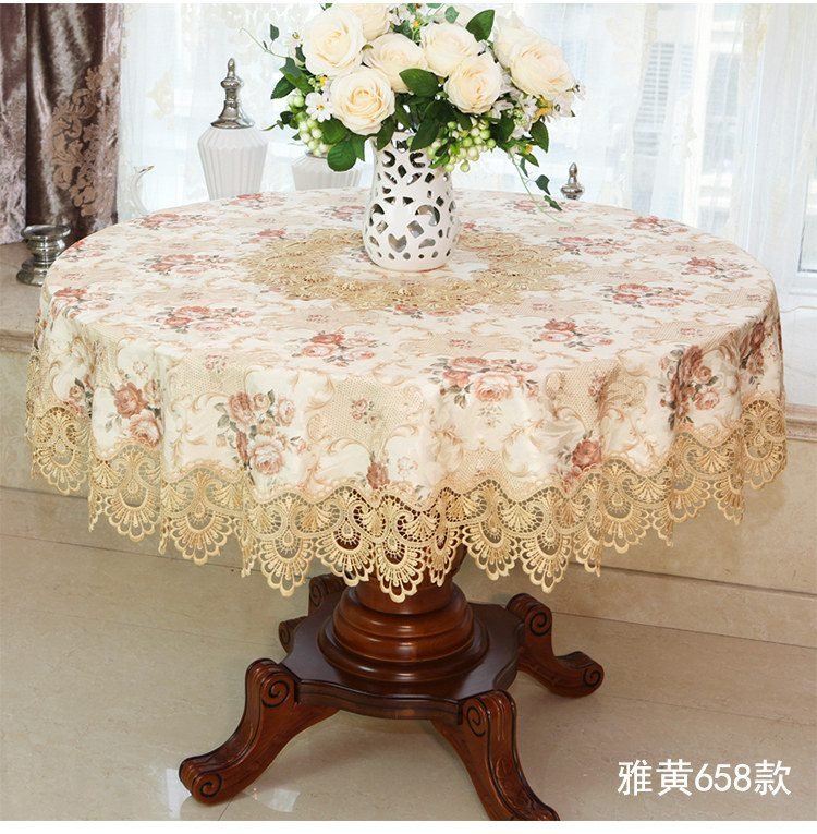 New Lace Tablecloth Pastoral round tablecloth Dining table cloths Home Embroidery table cover rose gold decoration house towel