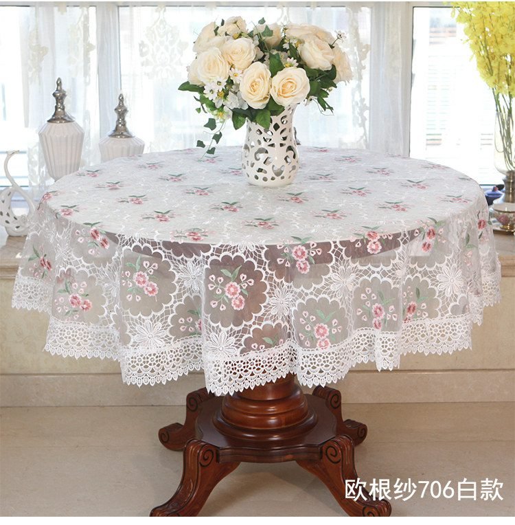 New Lace Tablecloth Pastoral round tablecloth Dining table cloths Home Embroidery table cover rose gold decoration house towel