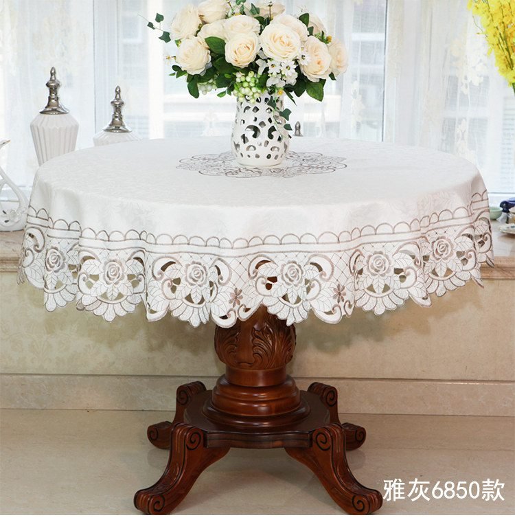 New Lace Tablecloth Pastoral round tablecloth Dining table cloths Home Embroidery table cover rose gold decoration house towel