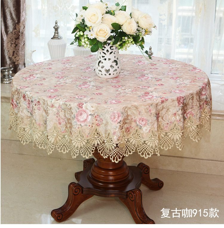 New Lace Tablecloth Pastoral round tablecloth Dining table cloths Home Embroidery table cover rose gold decoration house towel