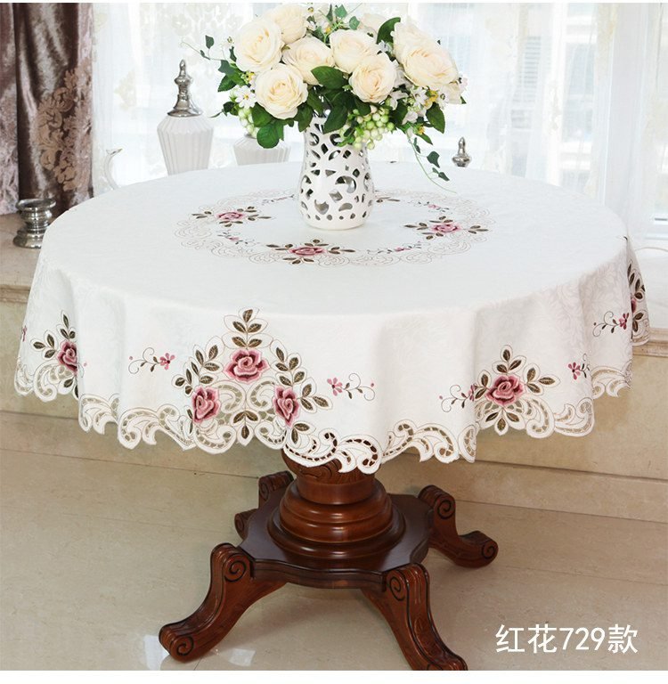 New Lace Tablecloth Pastoral round tablecloth Dining table cloths Home Embroidery table cover rose gold decoration house towel