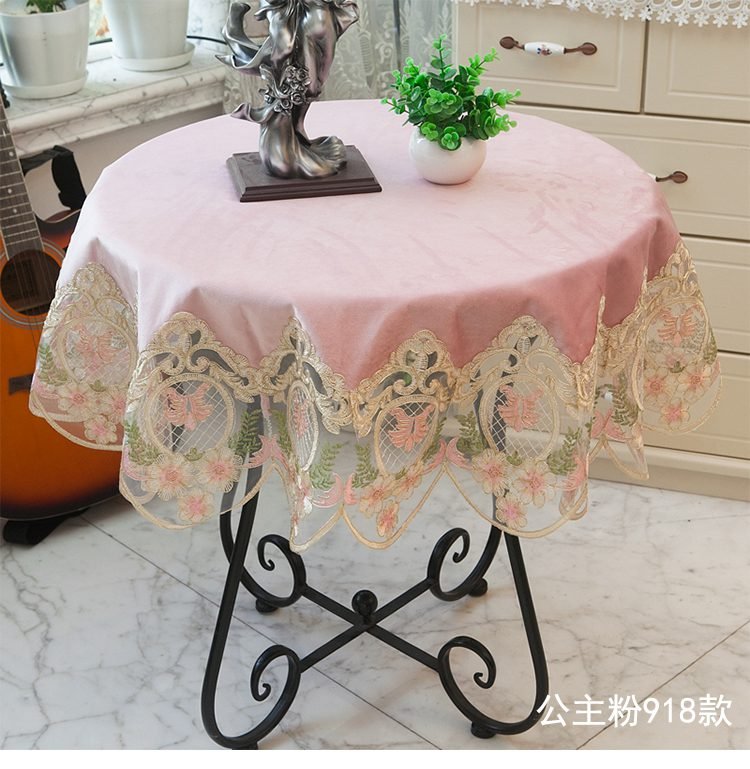 New Lace Tablecloth Pastoral round tablecloth Dining table cloths Home Embroidery table cover rose gold decoration house towel