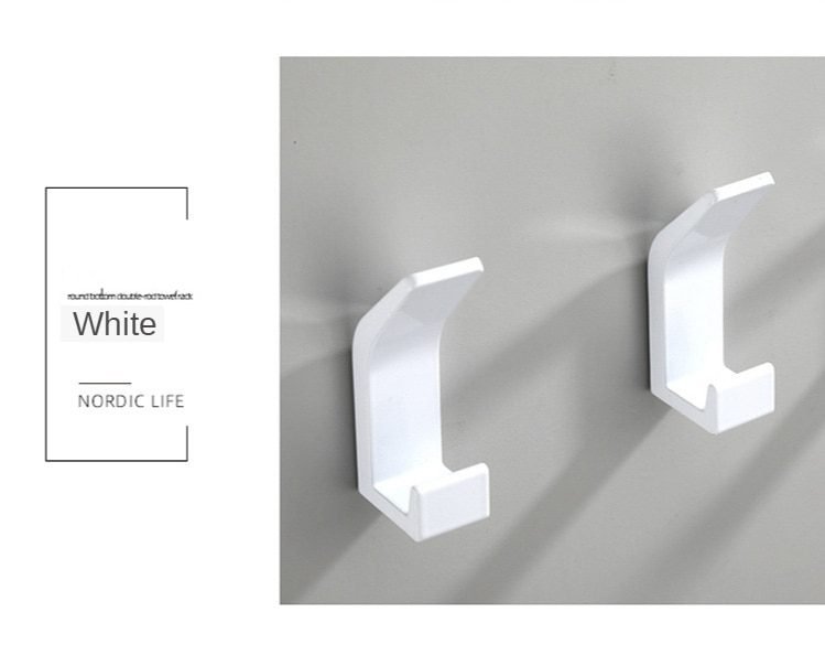 5PCS Double Hook Black White Towel Hook For Bathroom Clothes Hook Bedroom Robe Hook Coat Hook For Livingroom Kitchen Accessories