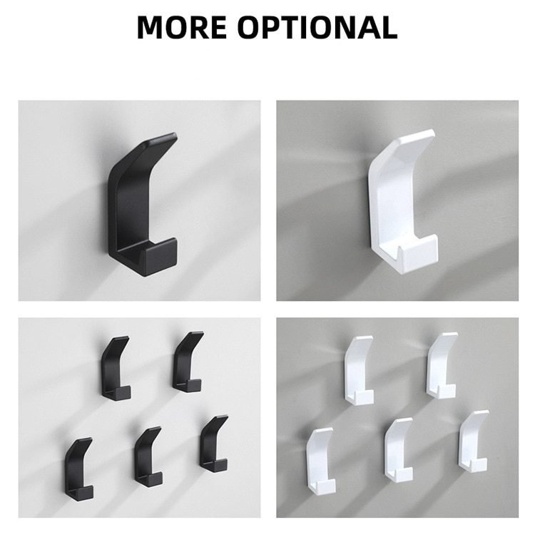 5PCS Double Hook Black White Towel Hook For Bathroom Clothes Hook Bedroom Robe Hook Coat Hook For Livingroom Kitchen Accessories