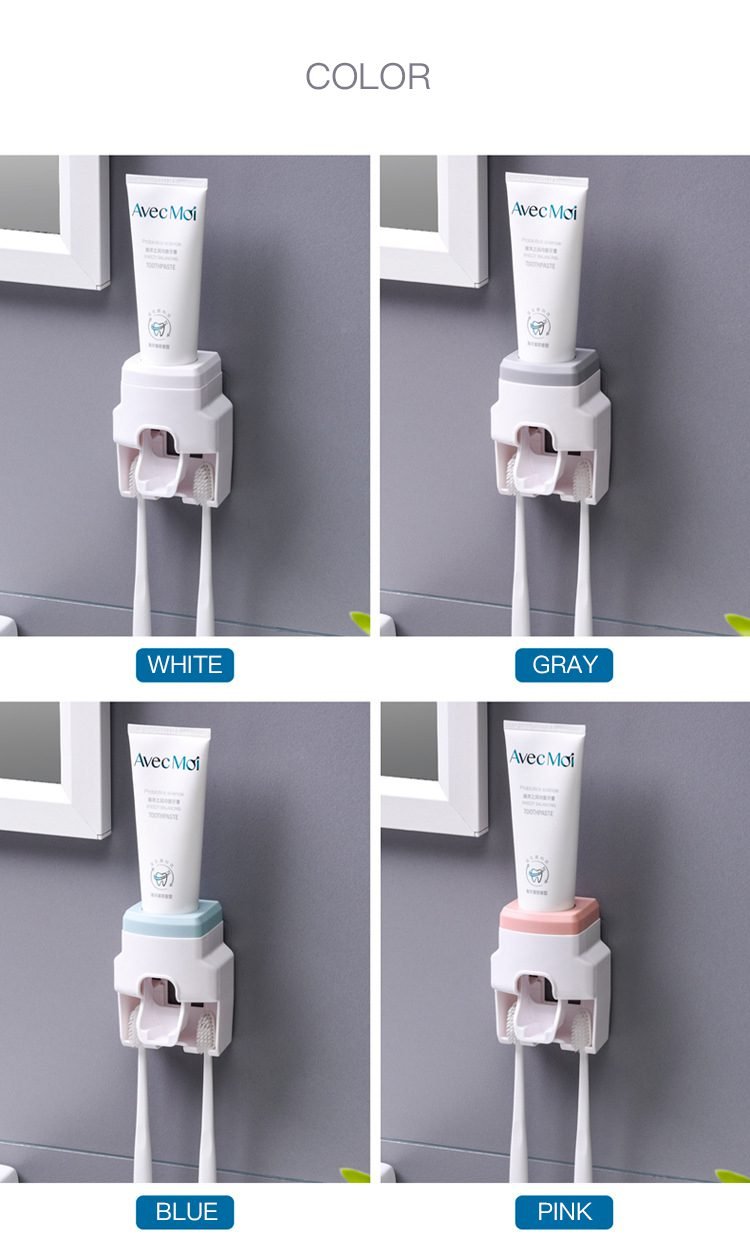Creative Wall Mount Automatic Toothpaste Dispenser Bathroom Accessories Waterproof Lazy Toothpaste Squeezer Toothbrush Holder