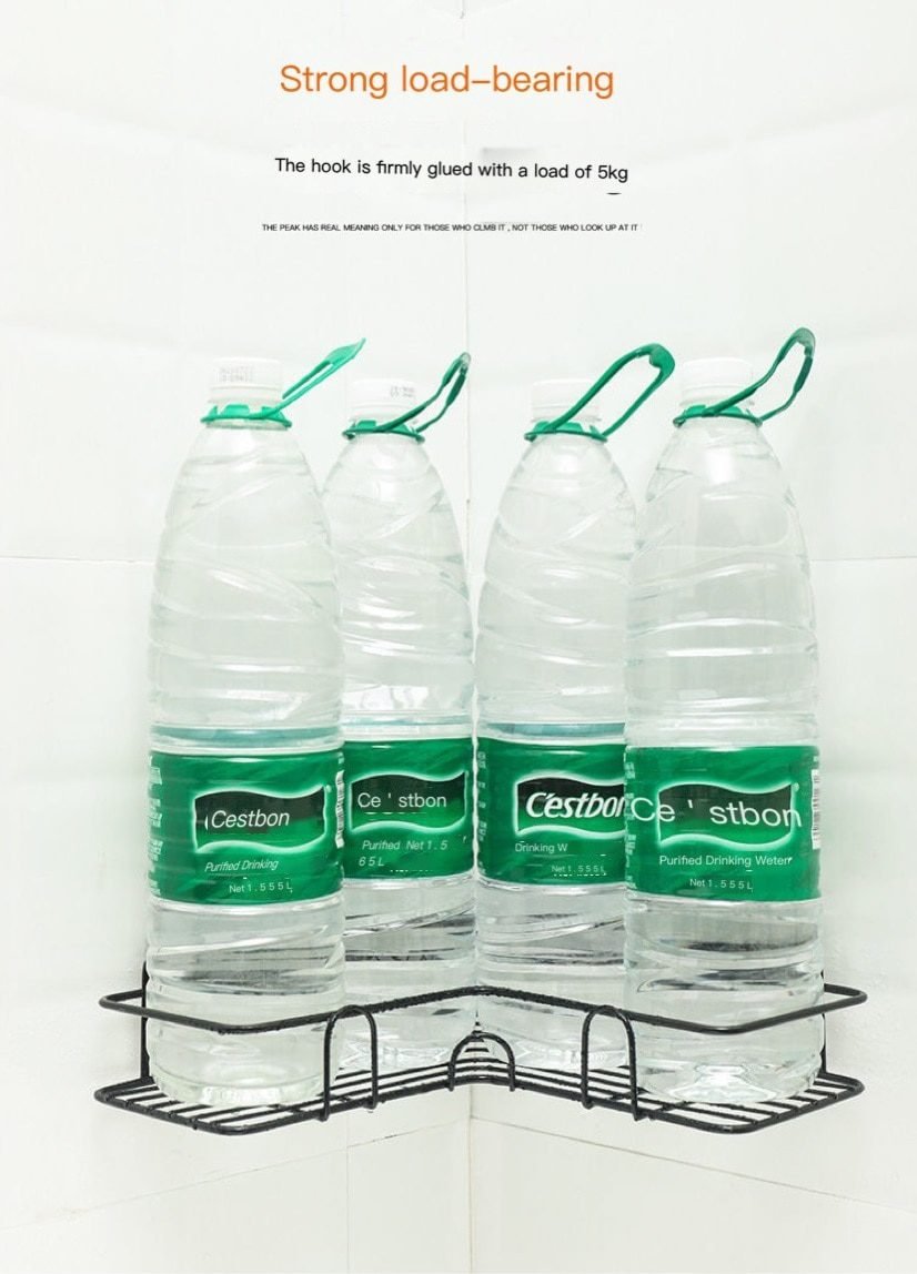 Bathroom kitchen Punch Corner Frame Shower Shelf Wrought Iron Shampoo Storage Rack Holder with Suction Cup bathroom accessories