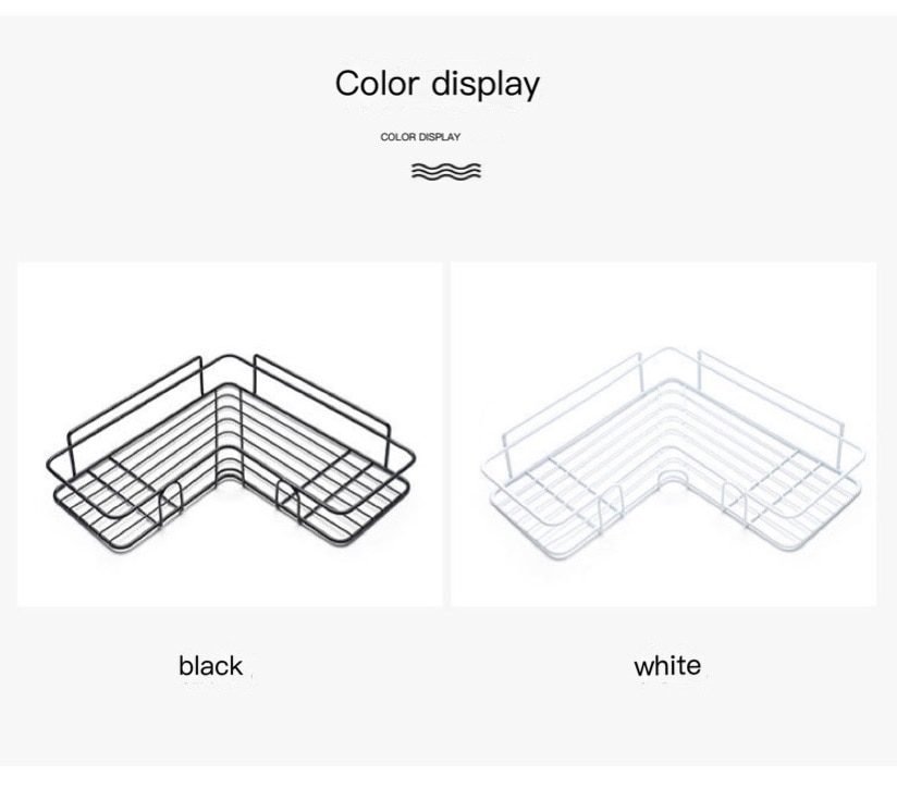 Bathroom kitchen Punch Corner Frame Shower Shelf Wrought Iron Shampoo Storage Rack Holder with Suction Cup bathroom accessories