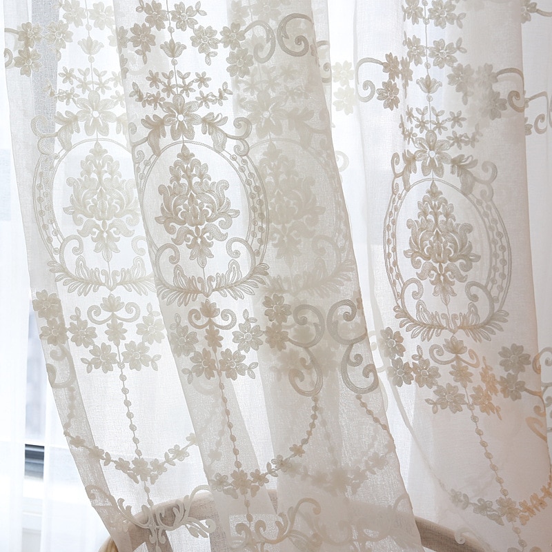 European Style Voile Tulle Sheer for Living Room Windows Curtain ...