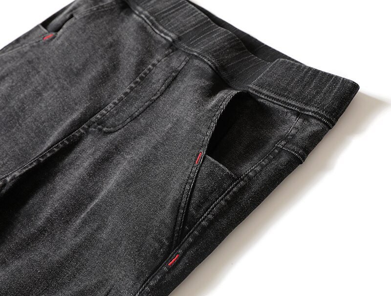 BIVIGAOS Women Jeans Pencil Pants Sand Washed Stretch Jeans Leggings Korean Pocket Red Line Leggings Magic Black Gray Jeggings