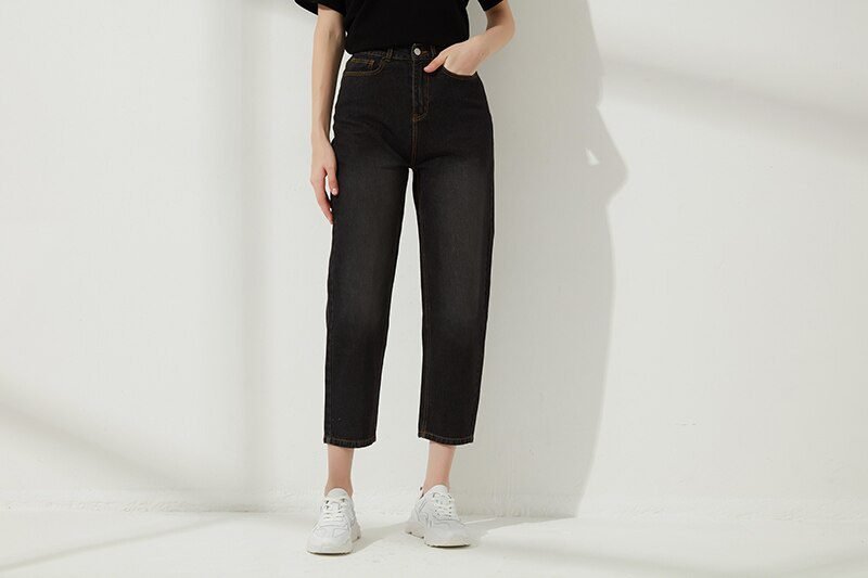 Wixra Stylish Denim Pants Female High Waist Jeans With Fur BF Casual Button Trousers Womens Streetwear Autumn Winter