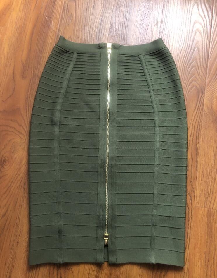 12 Colors Plus Size XL XXL Sexy Solid Zipper Orange Blue Black Bandage Skirt Women Elastic Bodycon Summer Pencil Skirt 58cm