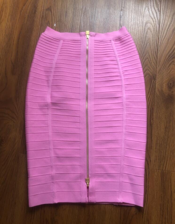 12 Colors Plus Size XL XXL Sexy Solid Zipper Orange Blue Black Bandage Skirt Women Elastic Bodycon Summer Pencil Skirt 58cm