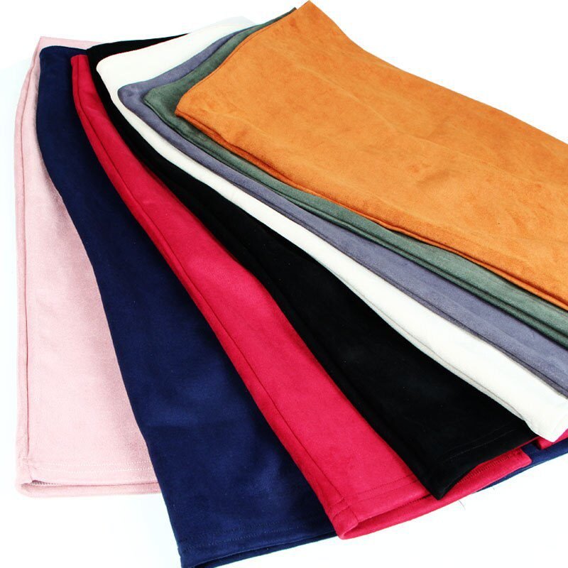 Sexy Multi Color Suede Midi Pencil Skirt Women 2018 Fashion Elastic High Waist Office Lady Bodycon Skirts Saias