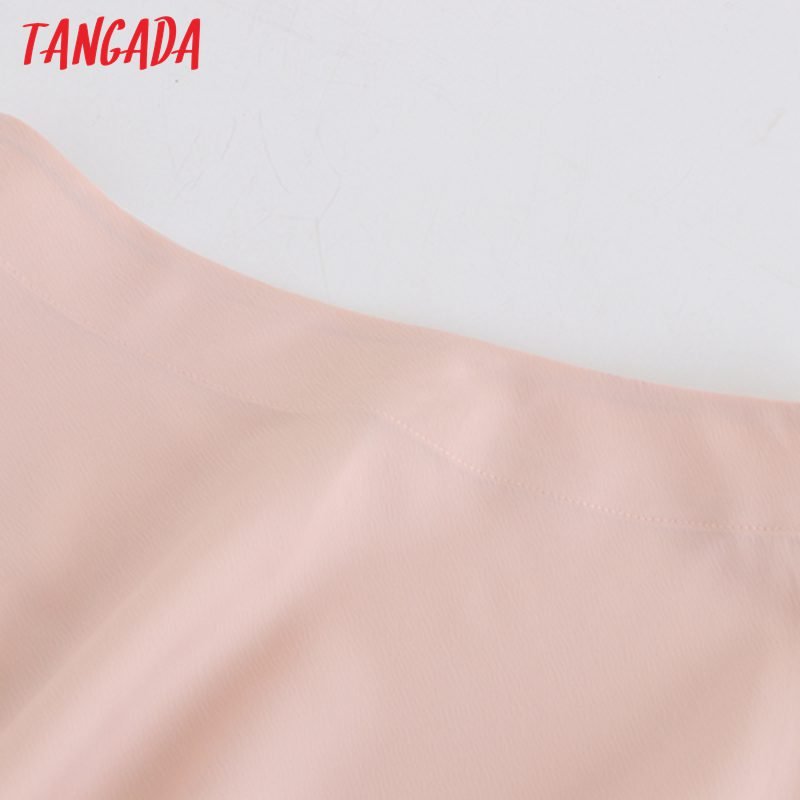 Tangada women solid quality satin midi skirt vintage side zipper office ladies elegant chic A-line skirts 6D18