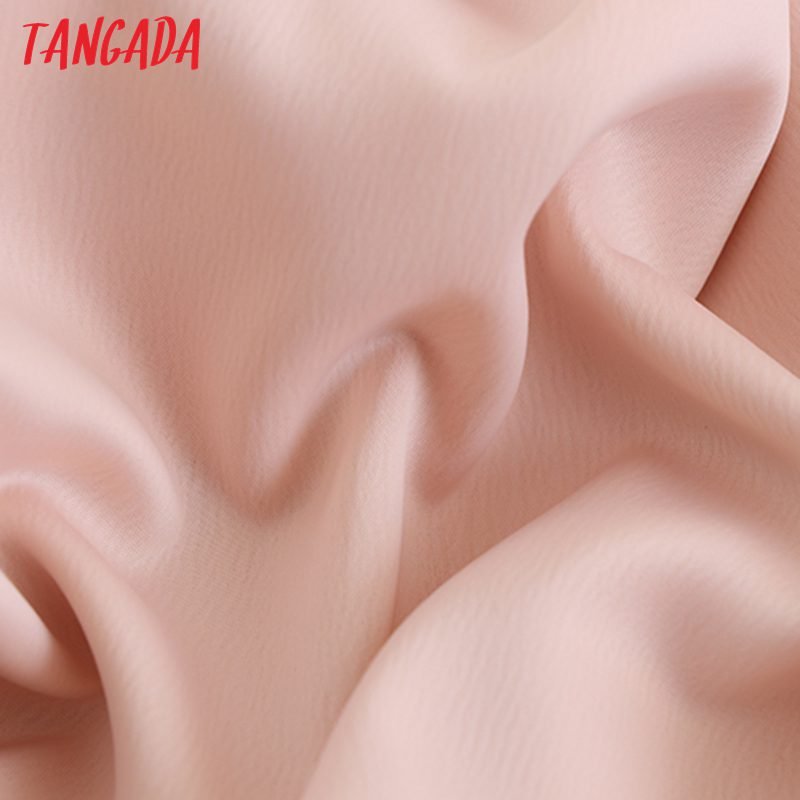 Tangada women solid quality satin midi skirt vintage side zipper office ladies elegant chic A-line skirts 6D18