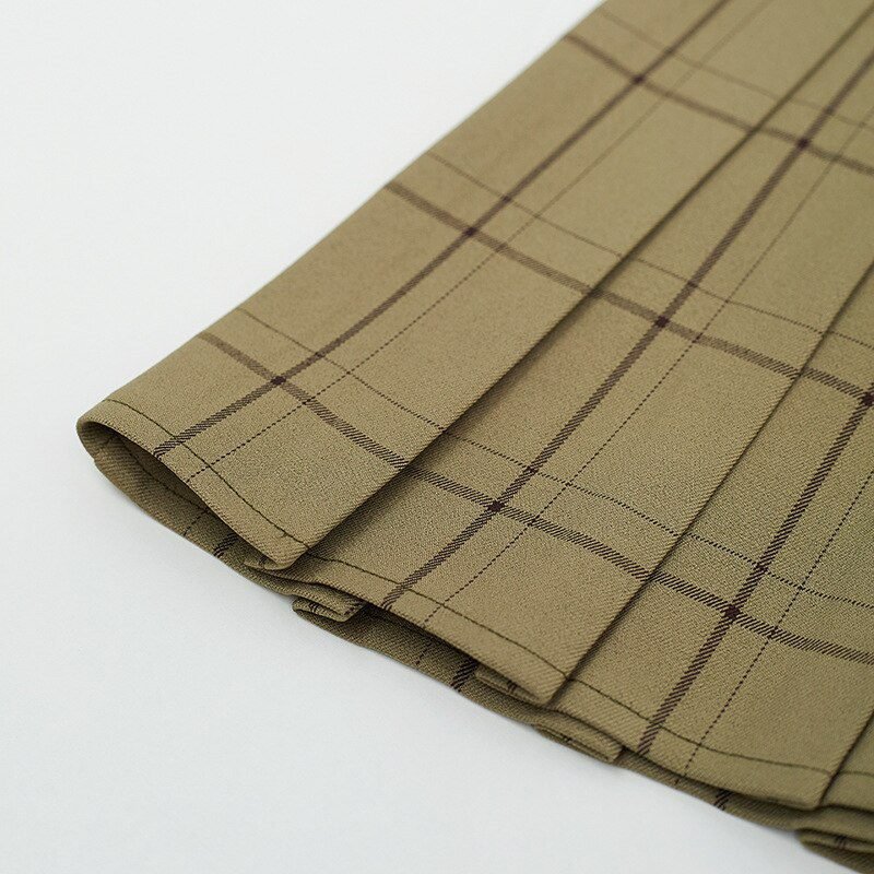 PEONFLY Sweet Women Pleated Skirt Fashion Plaid A-Line Mini High Waist Chic Skirt Kawaii Summer Casual Ladies Plaid Skirt