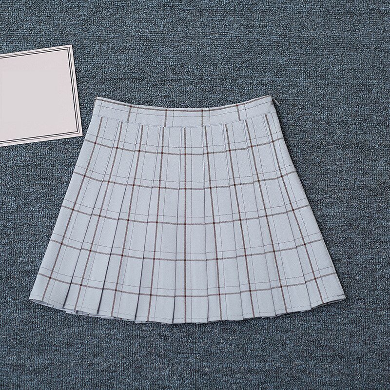 PEONFLY Sweet Women Pleated Skirt Fashion Plaid A-Line Mini High Waist Chic Skirt Kawaii Summer Casual Ladies Plaid Skirt
