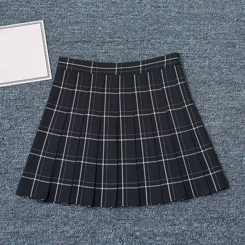 PEONFLY Sweet Women Pleated Skirt Fashion Plaid A-Line Mini High Waist Chic Skirt Kawaii Summer Casual Ladies Plaid Skirt