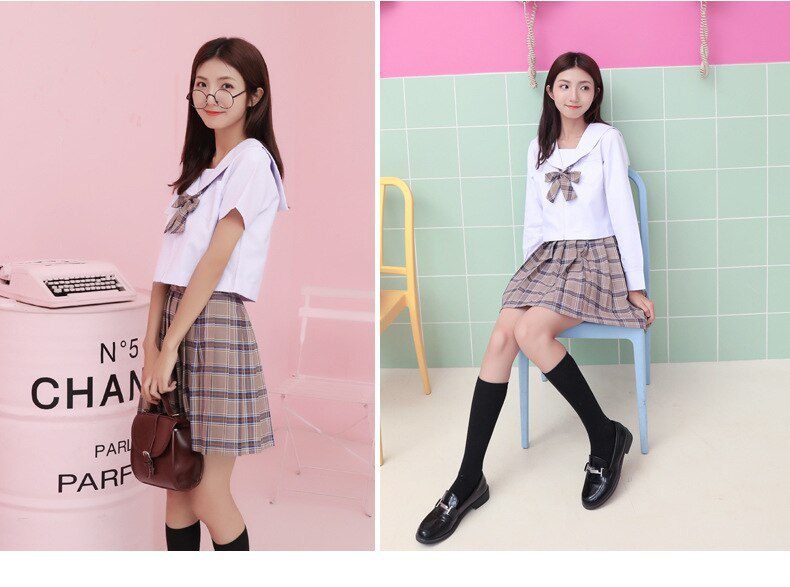 Harajuku Black Skirts Womens 2020 Summer High Waist Anime Skirts Kawaii School Uniform Short Mini White Pink Plaid Pleated Skirt
