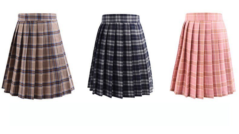 Harajuku Black Skirts Womens 2020 Summer High Waist Anime Skirts Kawaii School Uniform Short Mini White Pink Plaid Pleated Skirt