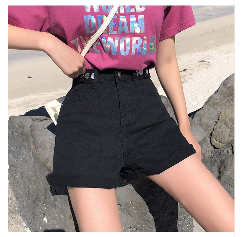 Garemay Women's Denim Shorts Classic Vintage High Waist Blue Wide Leg Female Caual Summer Ladies Shorts Jeans For Women