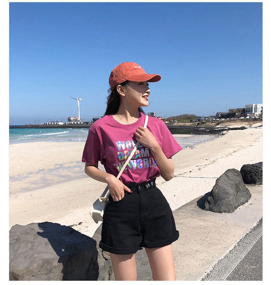 Garemay Women's Denim Shorts Classic Vintage High Waist Blue Wide Leg Female Caual Summer Ladies Shorts Jeans For Women