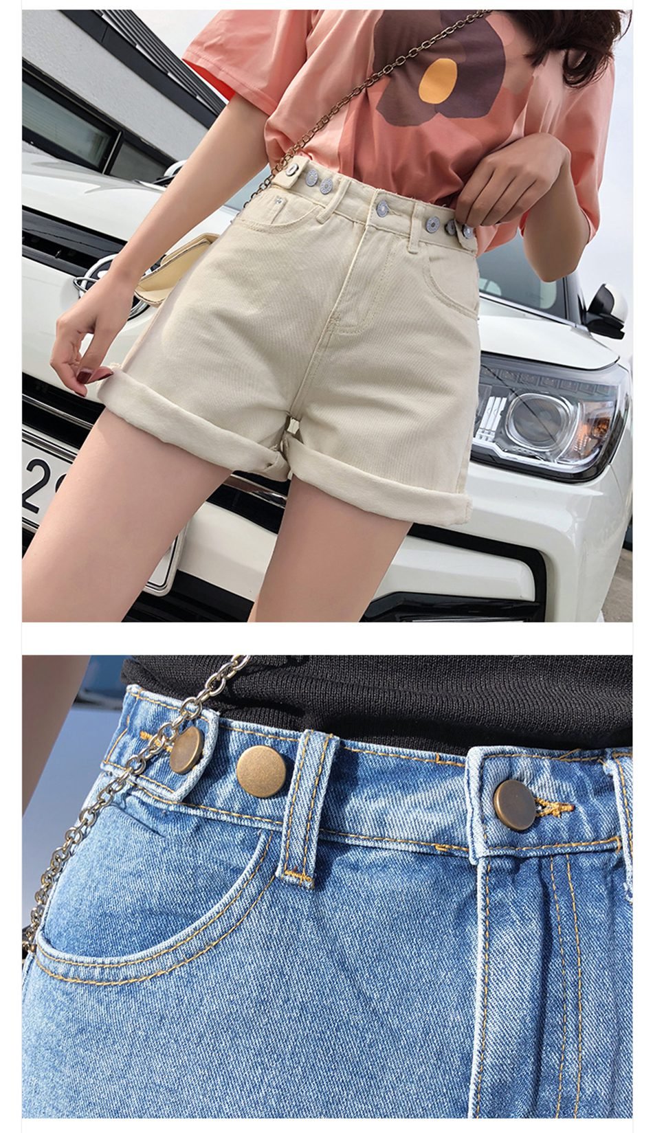 Garemay Women's Denim Shorts Classic Vintage High Waist Blue Wide Leg Female Caual Summer Ladies Shorts Jeans For Women