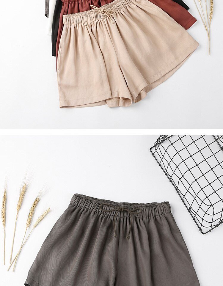 Jielur Summer Elastic High Waist Wide Leg Shorts Solid Color Casual Loose Cool Short Feminino Korean Drawstring Women's Shorts