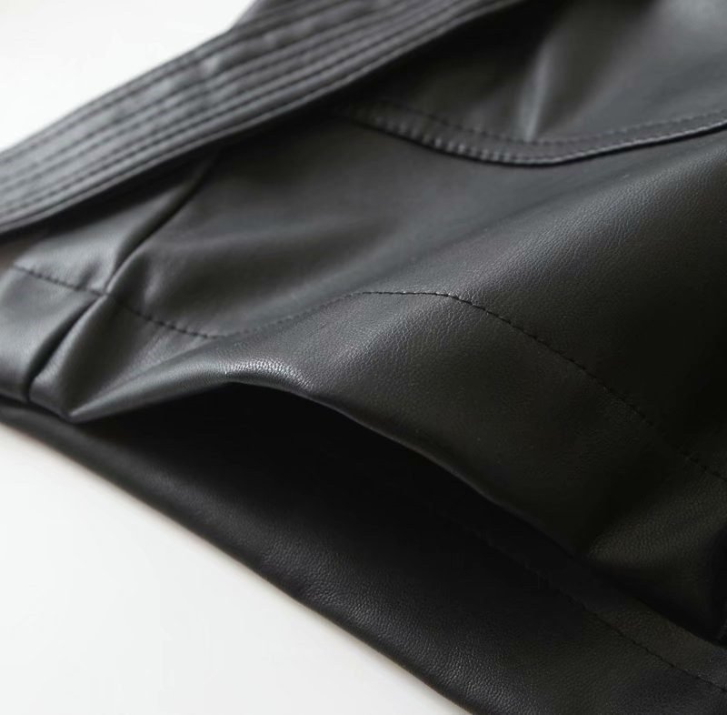 TRAF Women Chic Fashion With Belt Faux Leather Shorts Vitnage High Waist Zipper Fly Pockets Female Short Pants Mujer