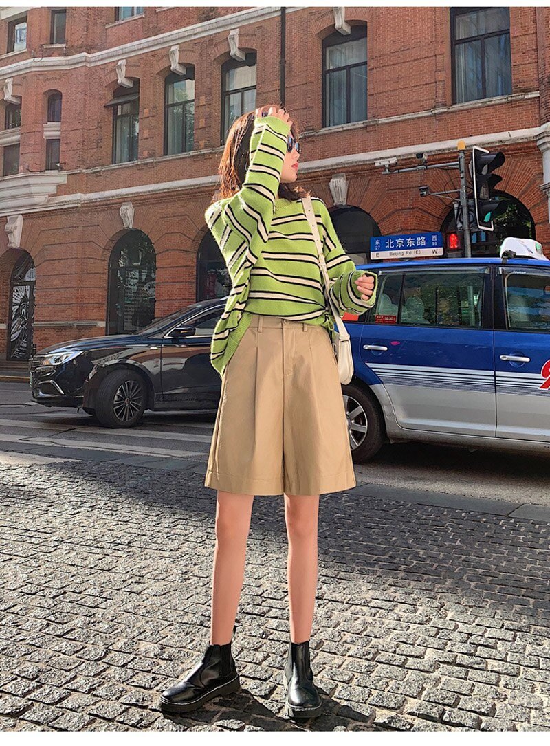 S-4XL Fashion PU Leather Shorts Women's Autumn Winter Bermuda Elastic Waist Loose Five Points Leather Trouser Plus Size Shorts