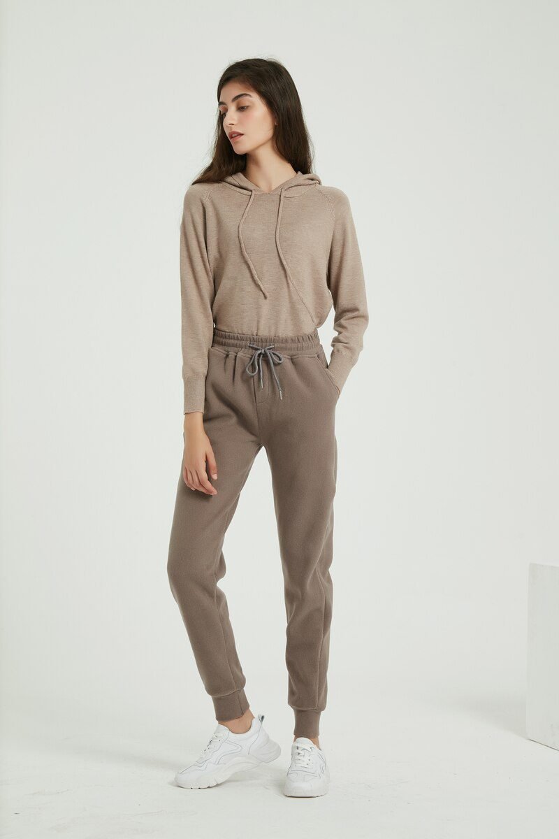 Wixra Women Casual Velvet Pants Winter Lady's Thick Wool Pants Women's Clothing Lace-up Long Trousers