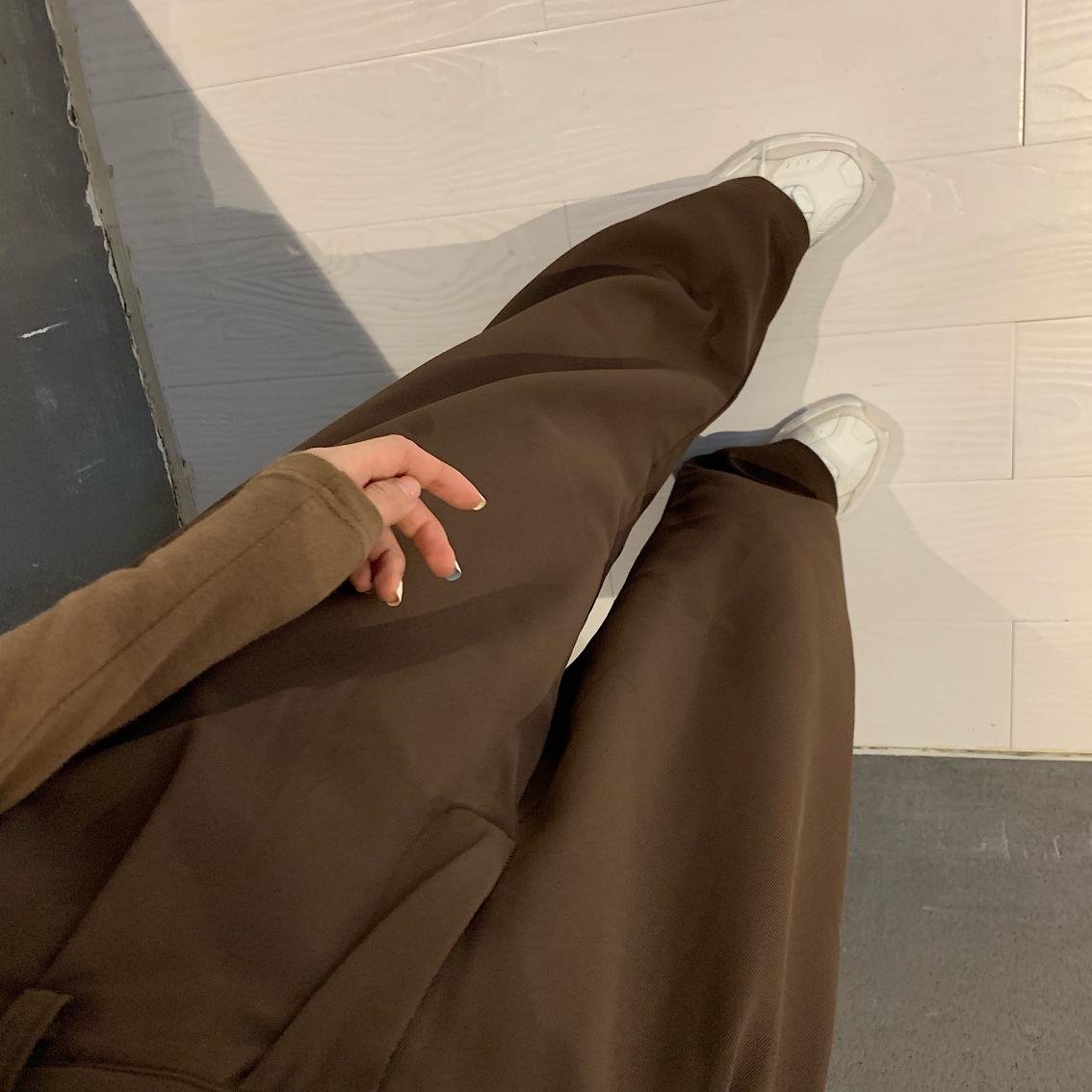 2021 Retro Solid Color Wild Straight Wide Leg Pants Female Spring New Korean Fashion High Waist Casual Long Pants