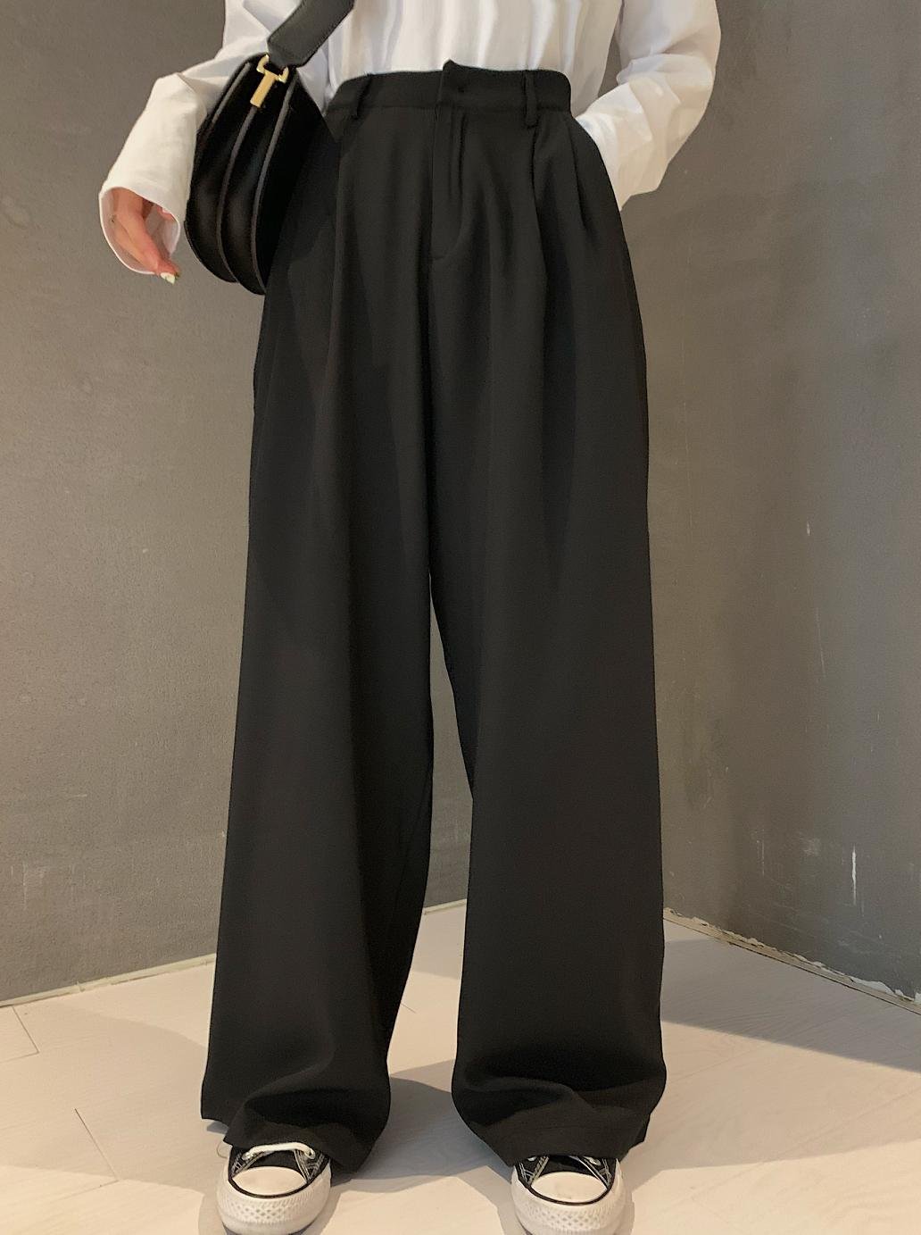2021 Retro Solid Color Wild Straight Wide Leg Pants Female Spring New Korean Fashion High Waist Casual Long Pants