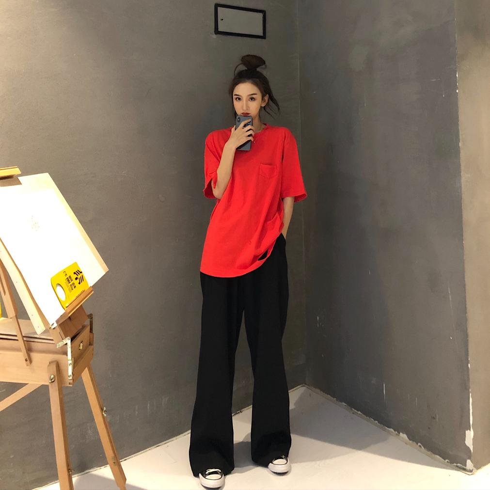 2021 Retro Solid Color Wild Straight Wide Leg Pants Female Spring New Korean Fashion High Waist Casual Long Pants