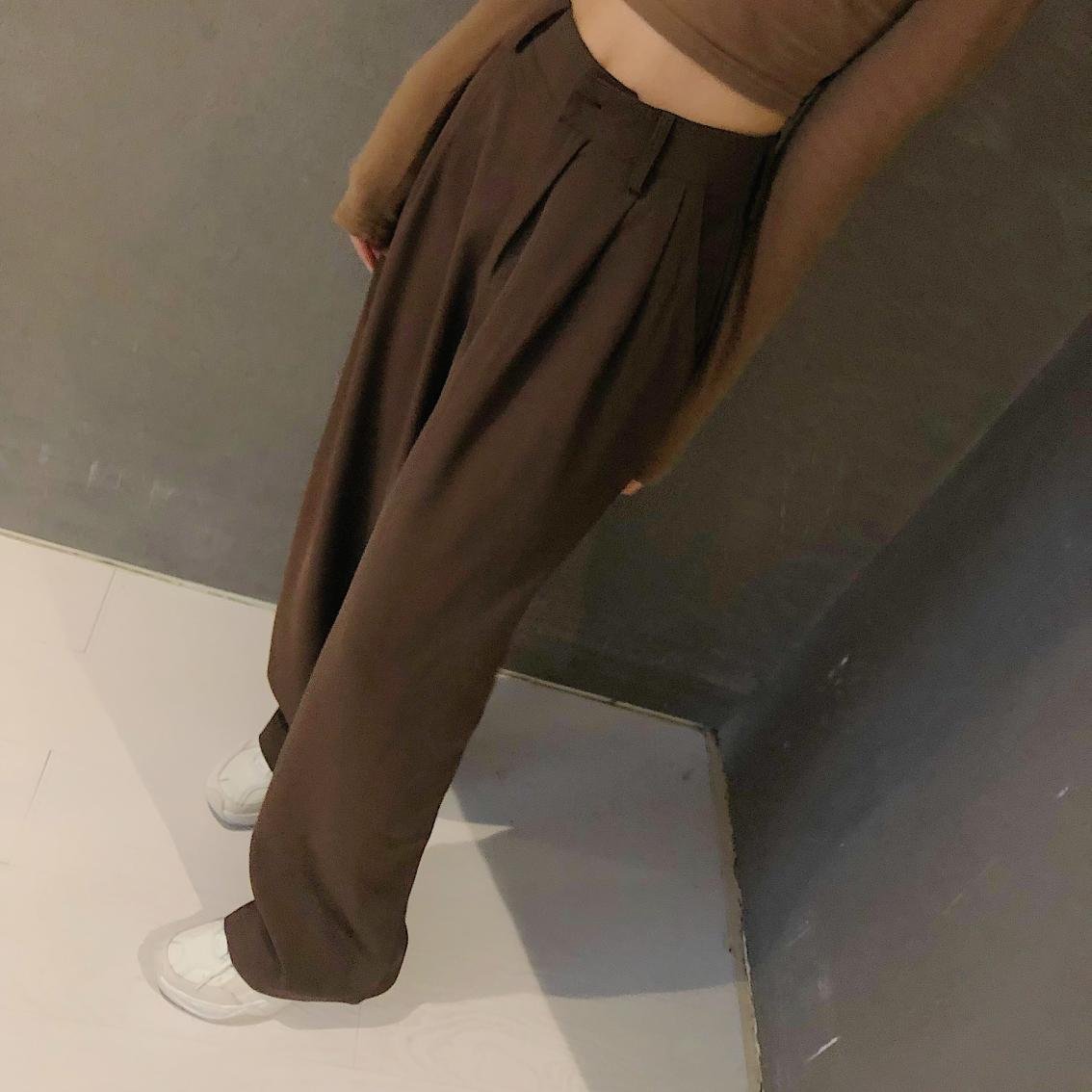 2021 Retro Solid Color Wild Straight Wide Leg Pants Female Spring New Korean Fashion High Waist Casual Long Pants