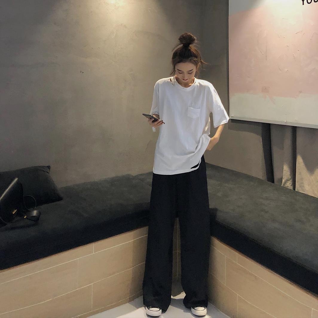 2021 Retro Solid Color Wild Straight Wide Leg Pants Female Spring New Korean Fashion High Waist Casual Long Pants