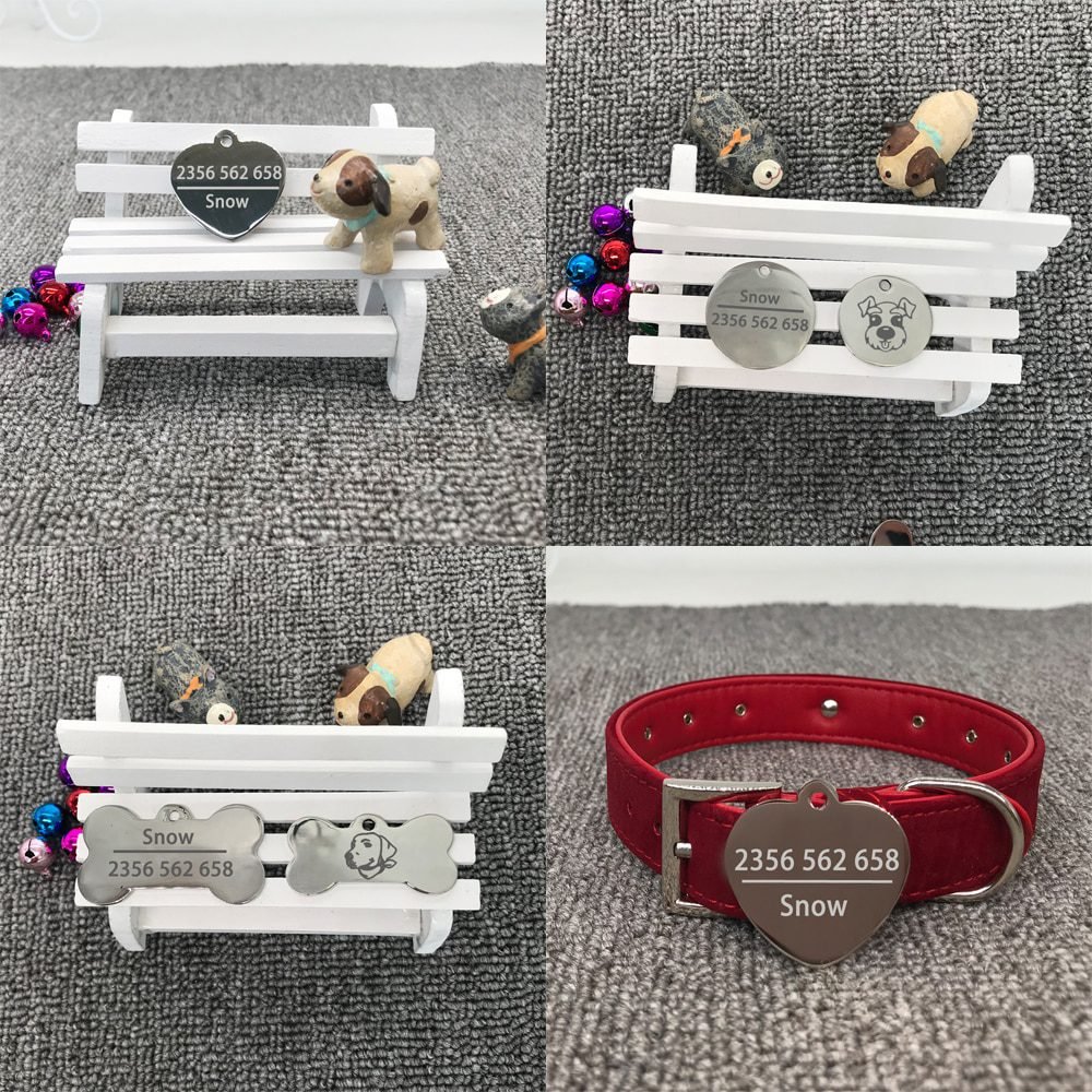 New Cat Dog ID Tag Custom Free Engraving Personalized Dog Collar Pet Charm Name Pendant Bone Necklace Collar Puppy Accessory