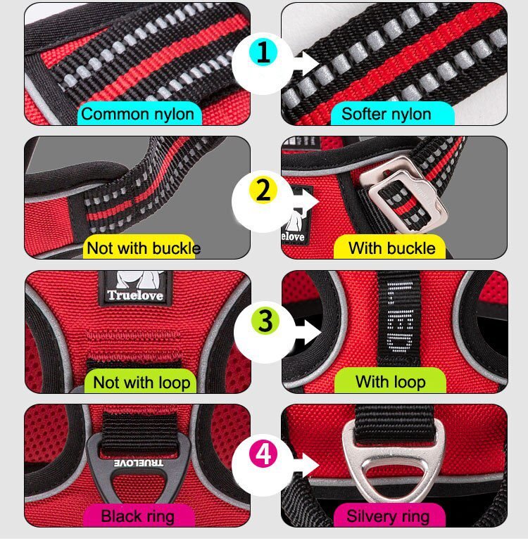 Truelove Front Nylon Dog Harness No Pull Vest Soft Adjustable Safety Harness For Dog Small Large Running Training French Bulldog