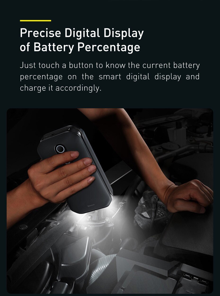 Baseus 1000A Car Jump Starter Power Bank 12000mAh Portable Battery Station For 3.5L/6L Car Emergency Booster Starting Device