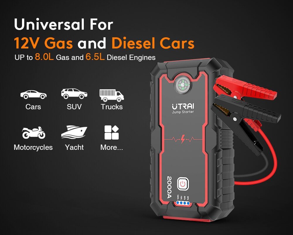 UTRAI Car Jump Starter Power Bank 16000/22000mAh 12V Starting Device Portable Emergency Car Booster Auto Car Battery Charger Gas