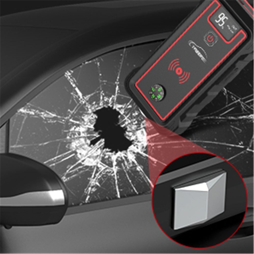 YABER 2500A 23800mAh Car Jump Starter 10W wireless charger Car Battery Power Bank with LCD Screen LED Flashlight Safety Hammer