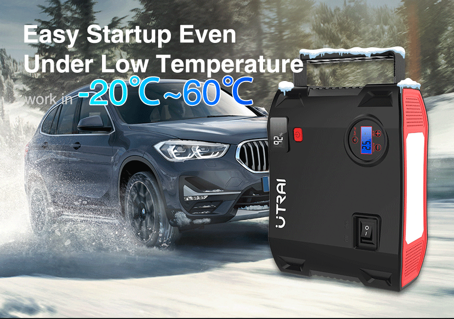 UTRAI 4 IN 1 Car Jump Starter Power Bank 24000mah 2000A with air compressor Portable Emergency 12V Booster Car battery charger