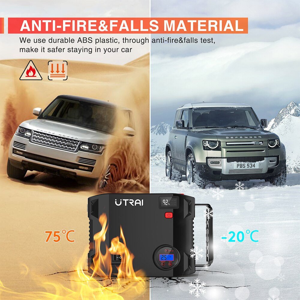 UTRAI 4 IN 1 Car Jump Starter Power Bank 24000mah 2000A with air compressor Portable Emergency 12V Booster Car battery charger