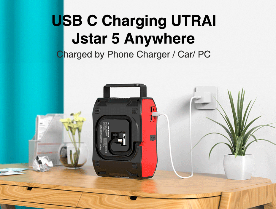 UTRAI 4 IN 1 Car Jump Starter Power Bank 24000mah 2000A with air compressor Portable Emergency 12V Booster Car battery charger