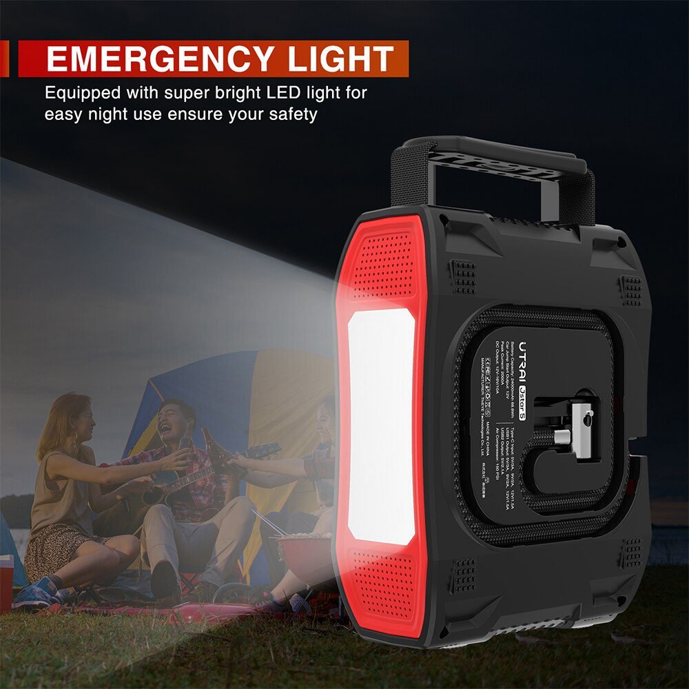 UTRAI 4 IN 1 Car Jump Starter Power Bank 24000mah 2000A with air compressor Portable Emergency 12V Booster Car battery charger