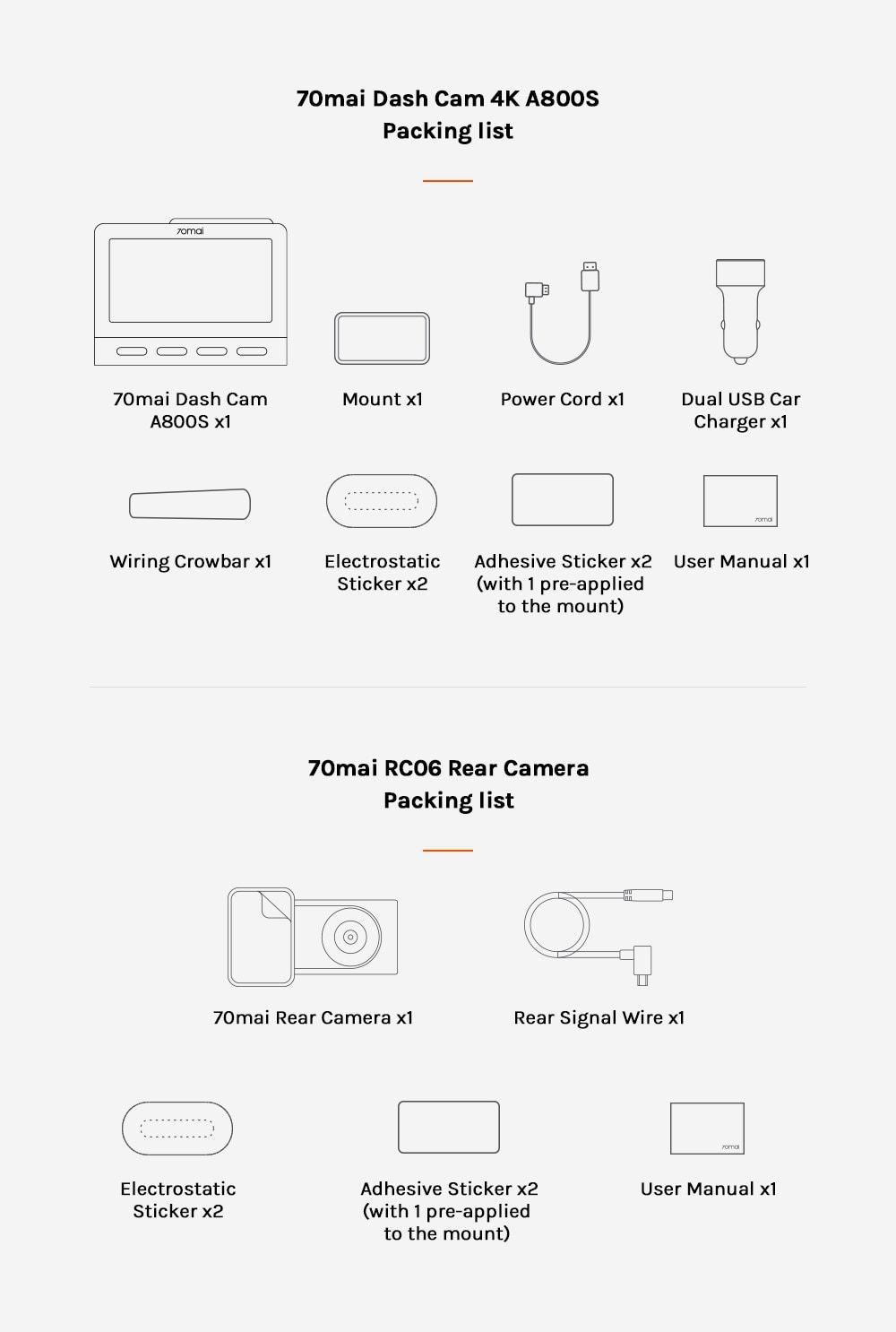 70mai Dash Cam 4K A800S Dual Sight 70mai A800S GPS ADAS Front and Rear Car DVR 2160P 4K 24H Parking 140FOV