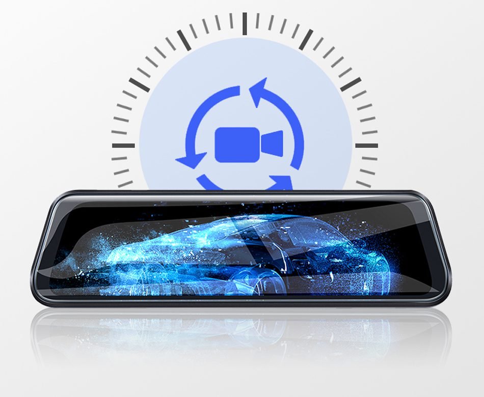 Jansite 10 inches 2.5K Car DVR Touch Screen Stream Media Dual Lens Video Recorder Rearview mirror Dash cam Front and Rear camera