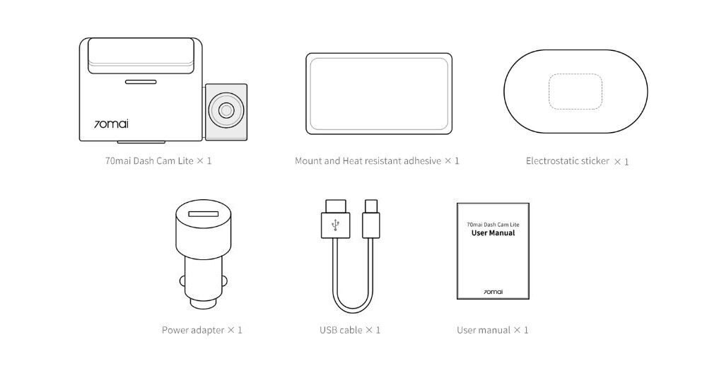 70mai Dash Cam Lite 2'' LCD Screen 1080P Resolution 70mai Lite Car Cam Recorder 24H Parking Monitor 70mai Car DVR Mobile App