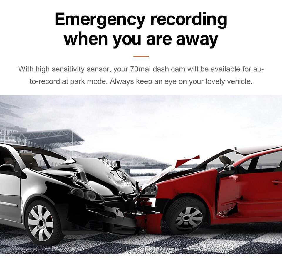 70mai Dash Cam Lite 2'' LCD Screen 1080P Resolution 70mai Lite Car Cam Recorder 24H Parking Monitor 70mai Car DVR Mobile App